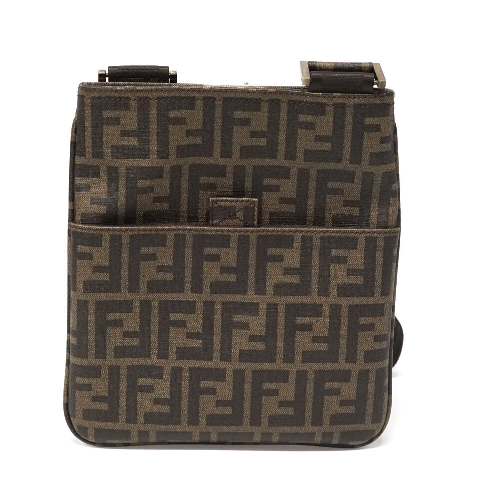 Fendi Zucca Spalmati Messenger Bag Brown